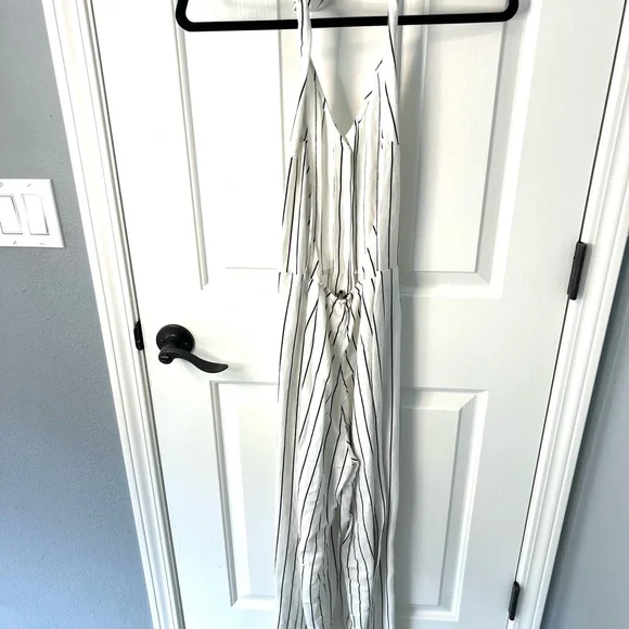 Stradivarius Women Wide Leg Halter Neck Jumpsuit Striped Size- Small - Picture 6 of 8